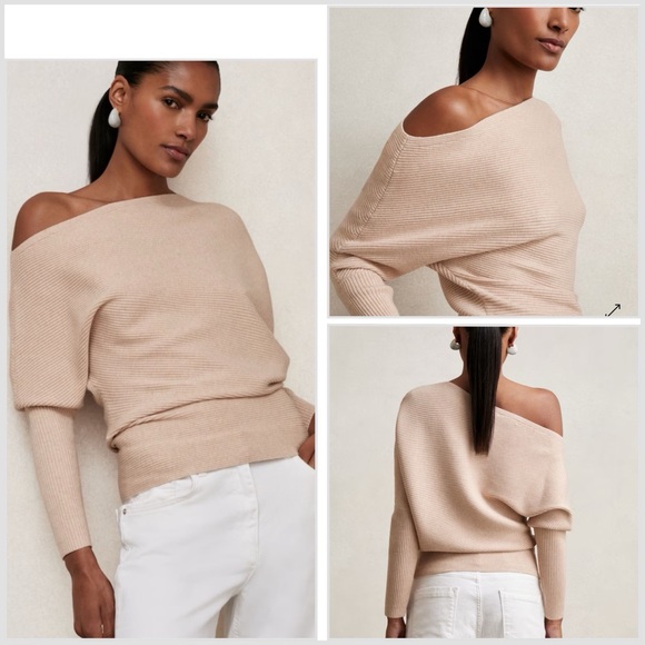 Reiss Lorna Asymmetric Knitted Ribbed Slim-fit Sleeves And Waistline Size M - Picture 1 of 11